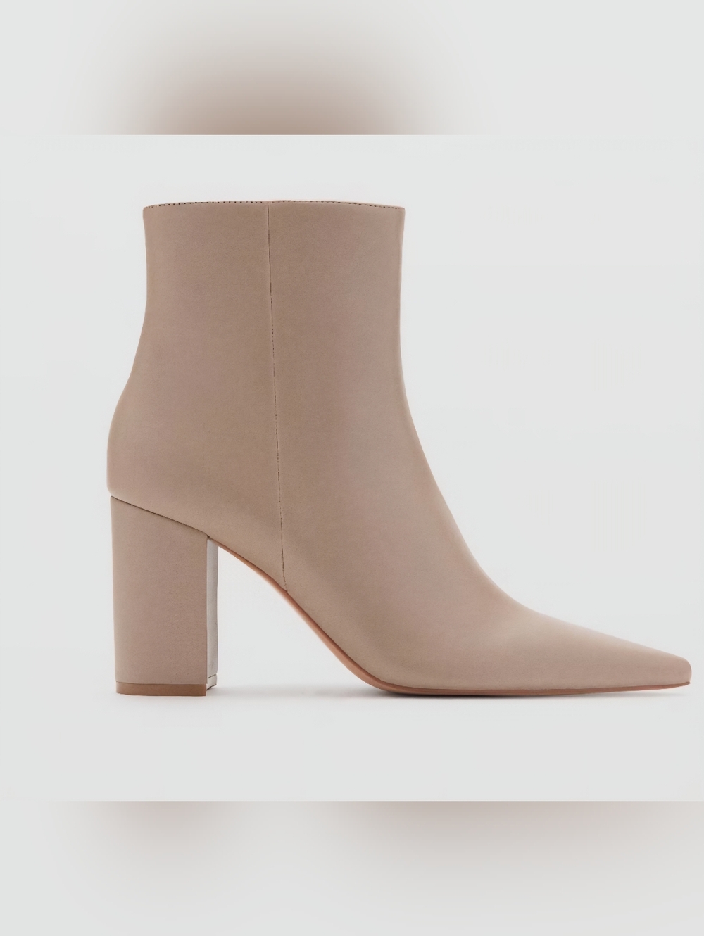 Mango Beige Pointed Toe Block Heel Ankle Boots